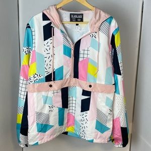 VTG Black Jack '99 USA 1/2 Zip Pullover Jacket Sz Medium Colorful Geometric